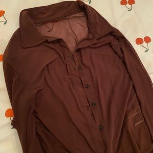 dark brown mesh button up